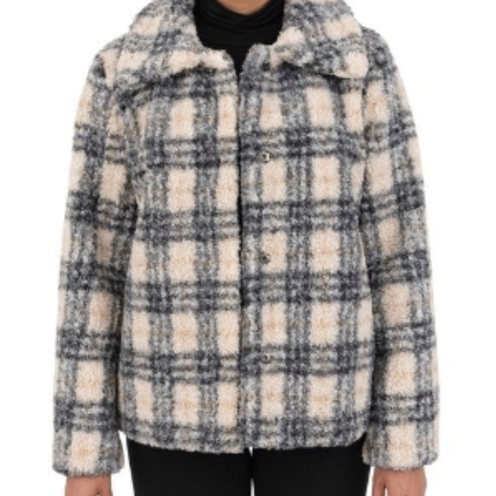 Cyn & Luca Sherpa Plaid Coat